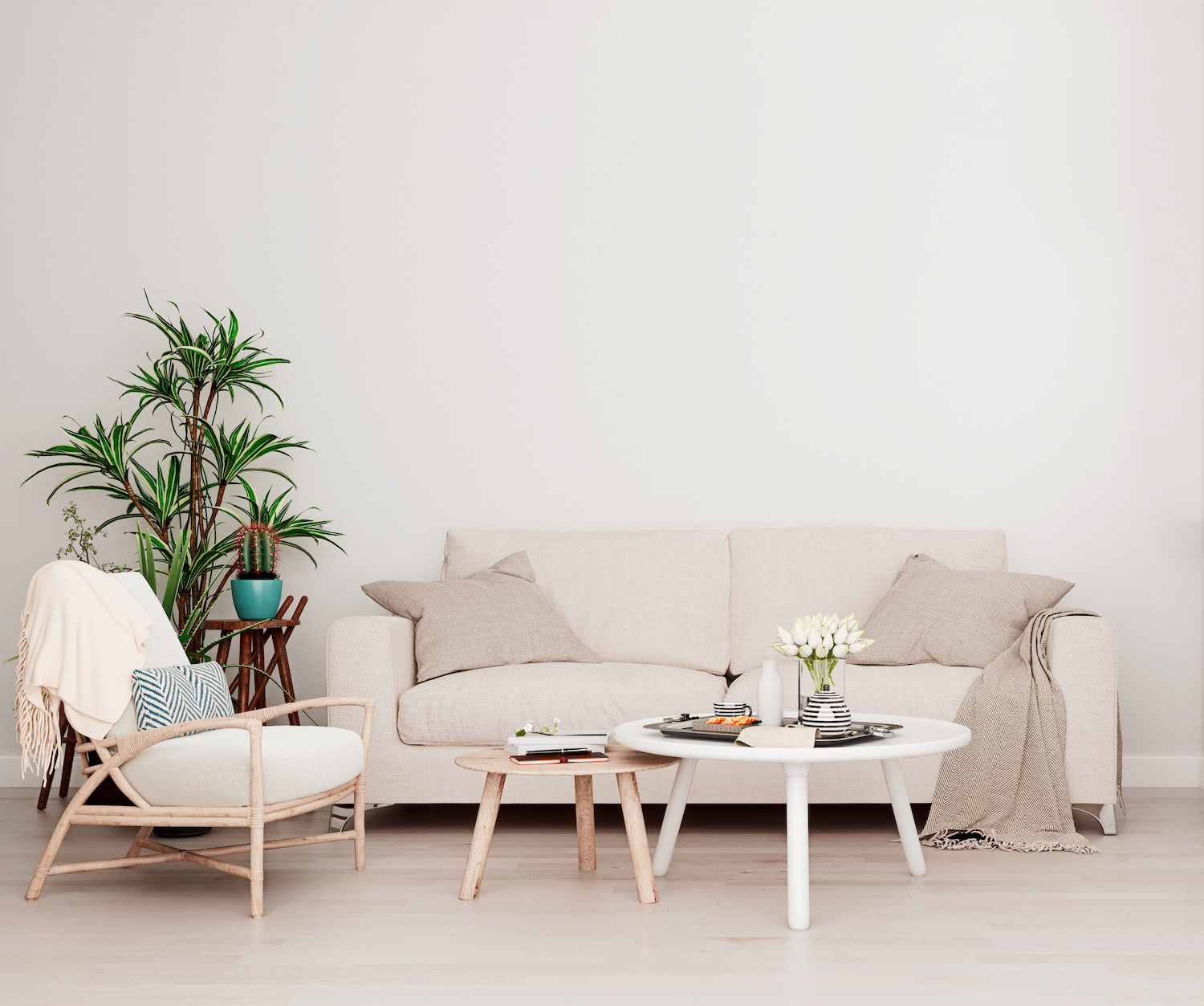 therapist room with comfy furniture and green indoor plants